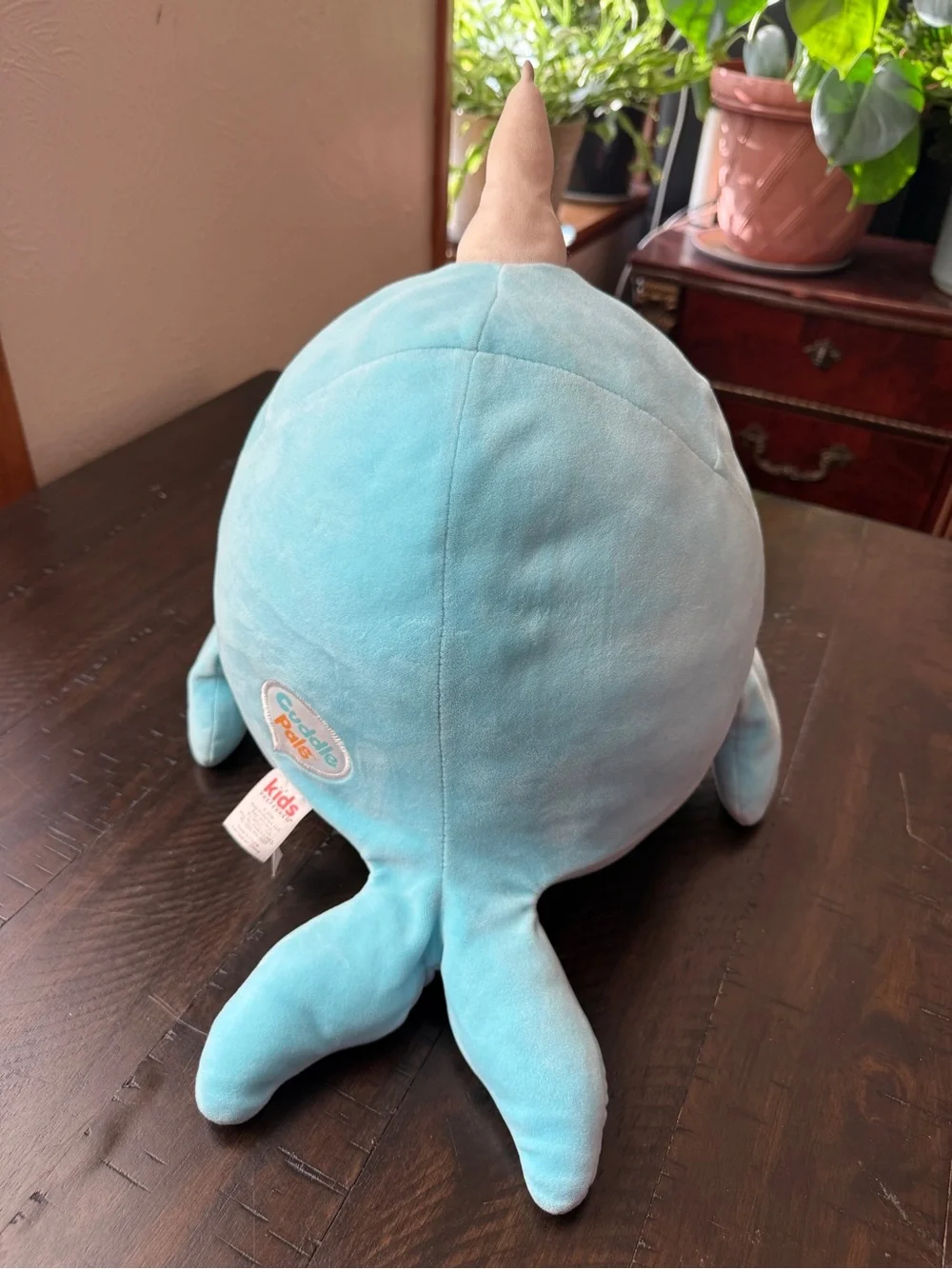 Cuddle Pals Blue Narwhal Plush Toy / Pillow with Cream Horn